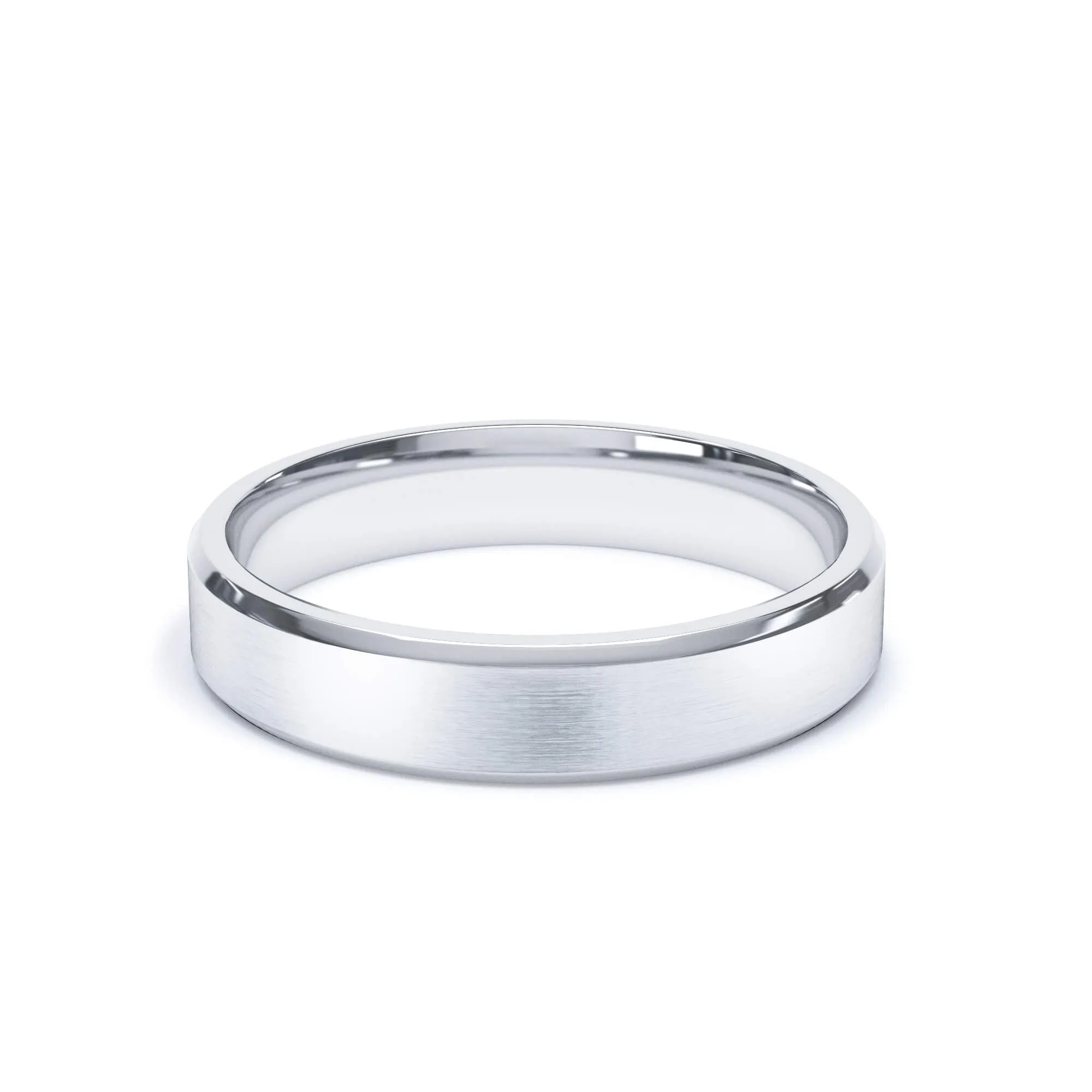 - Bevelled Edge Satin Polish Wedding Ring 18k White Gold