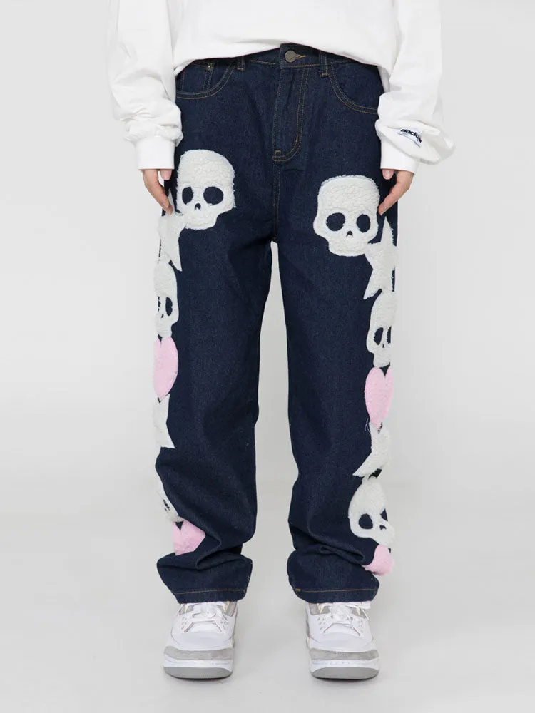 BLACK AIR Skull and Star Applique Jeans