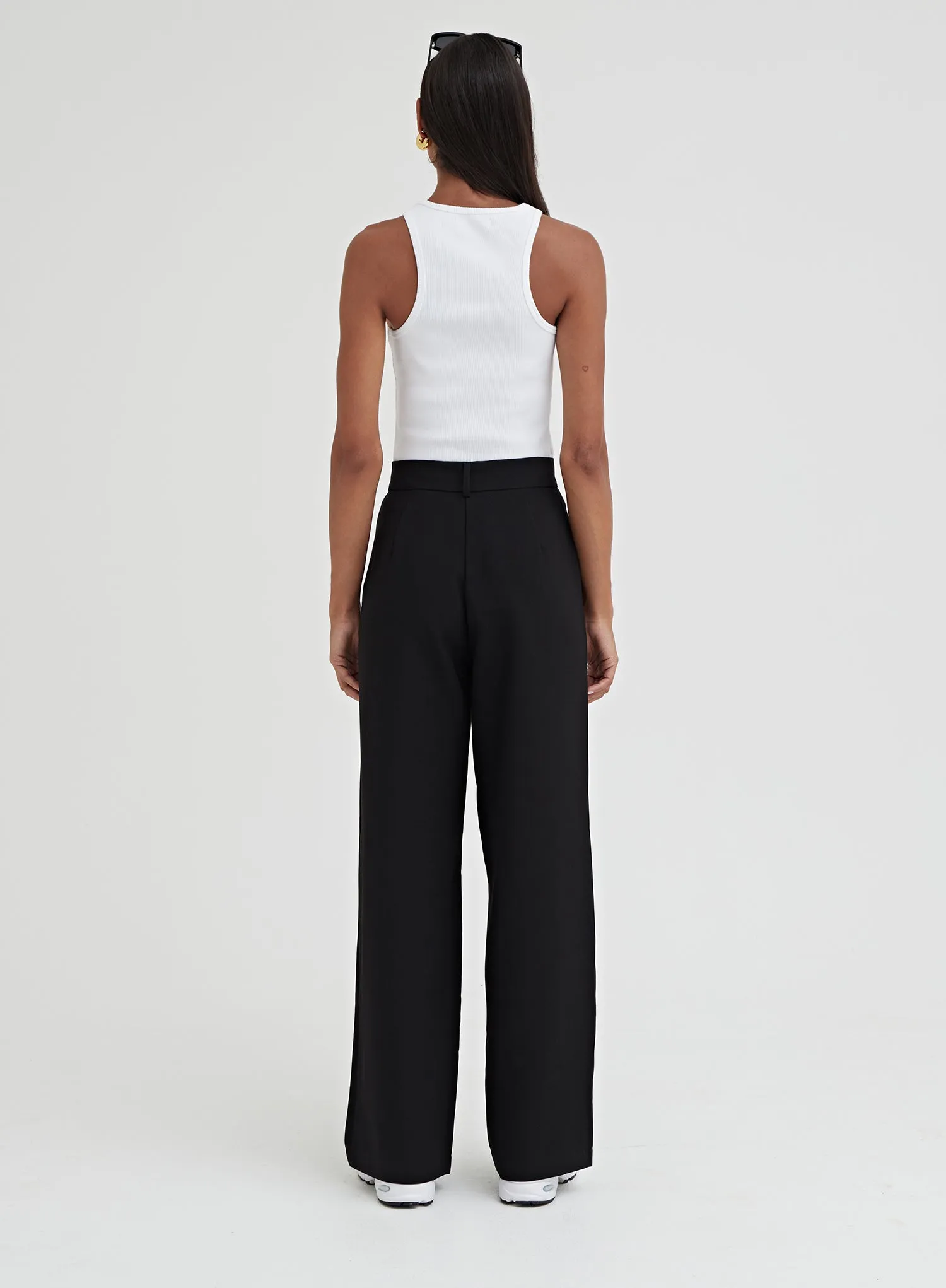 Black Asymmetric Wide Leg Trouser – Georgina