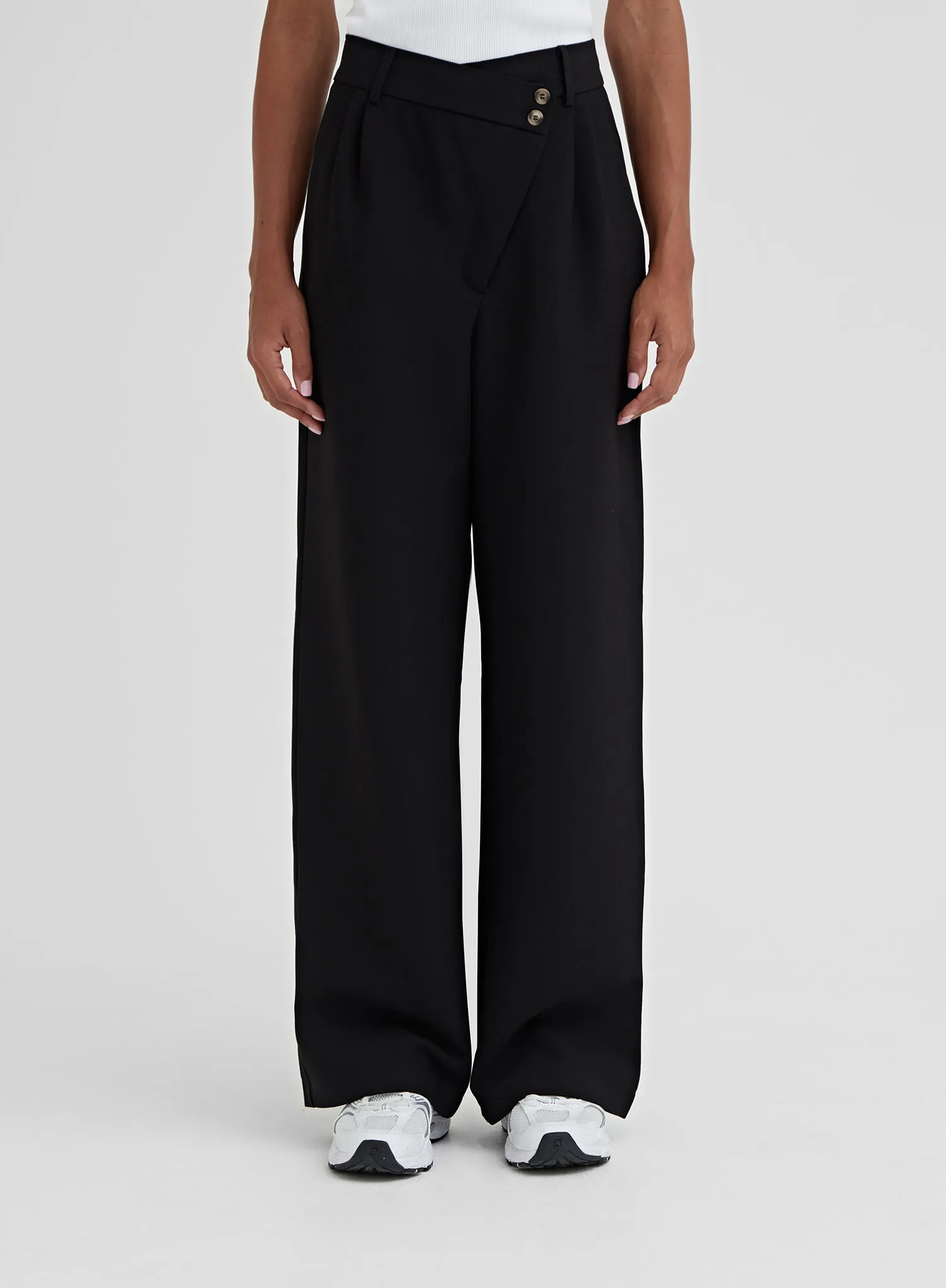 Black Asymmetric Wide Leg Trouser – Georgina