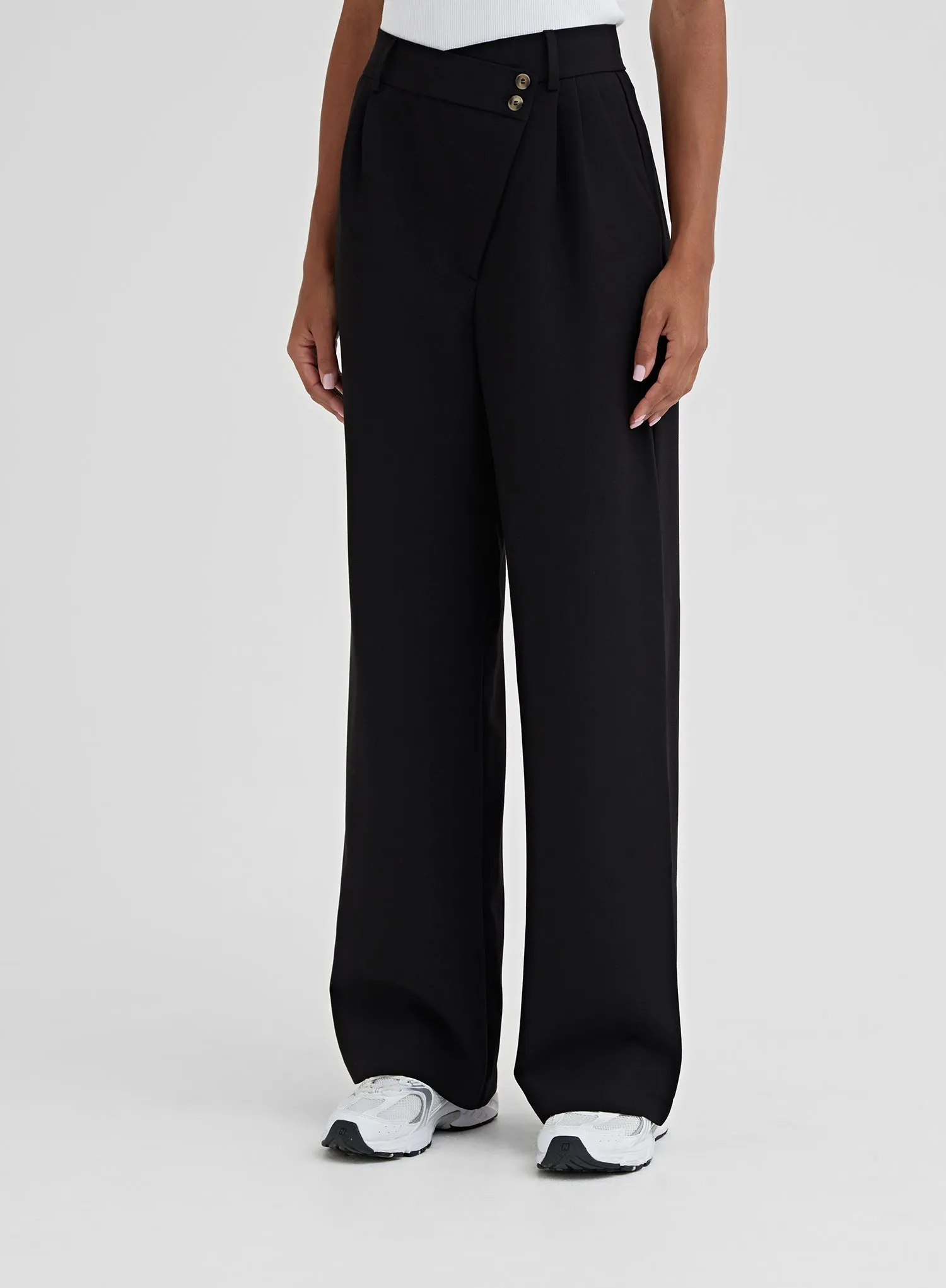 Black Asymmetric Wide Leg Trouser – Georgina