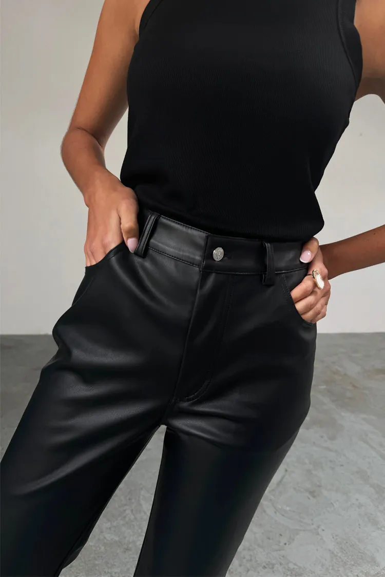 Black Vegan Leather Trouser