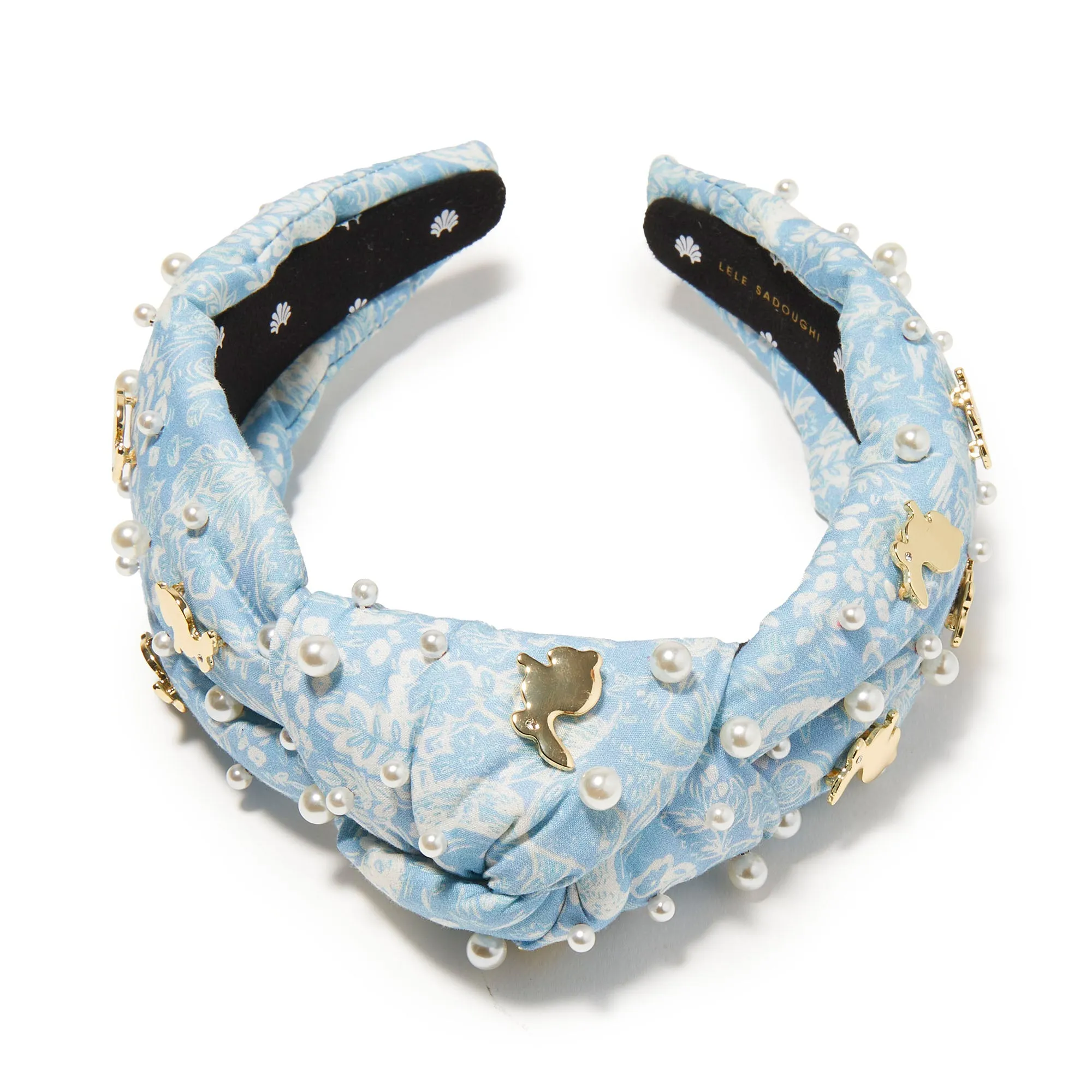 BLUE EMBELLISHED BUNNY KNOTTED HEADBAND