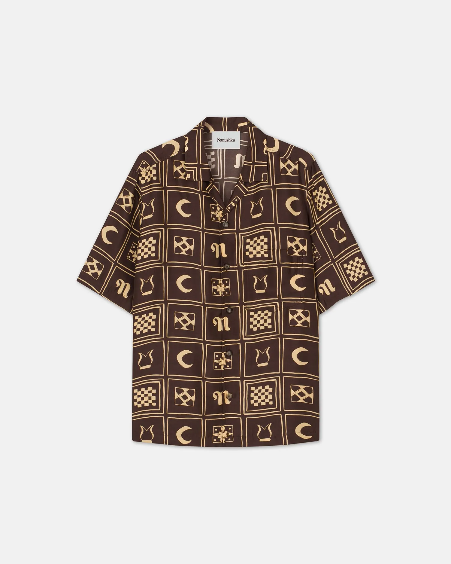 Bodil - Sale Printed Silk-Twill Shirt - Brown