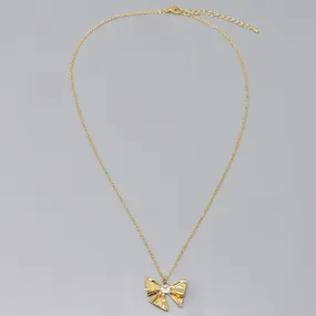 Bow Pendant Gold Dipped Short Chain Necklace