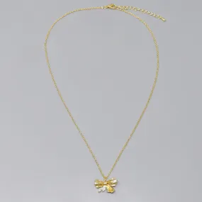 Bow Pendant Gold Dipped Short Chain Necklace