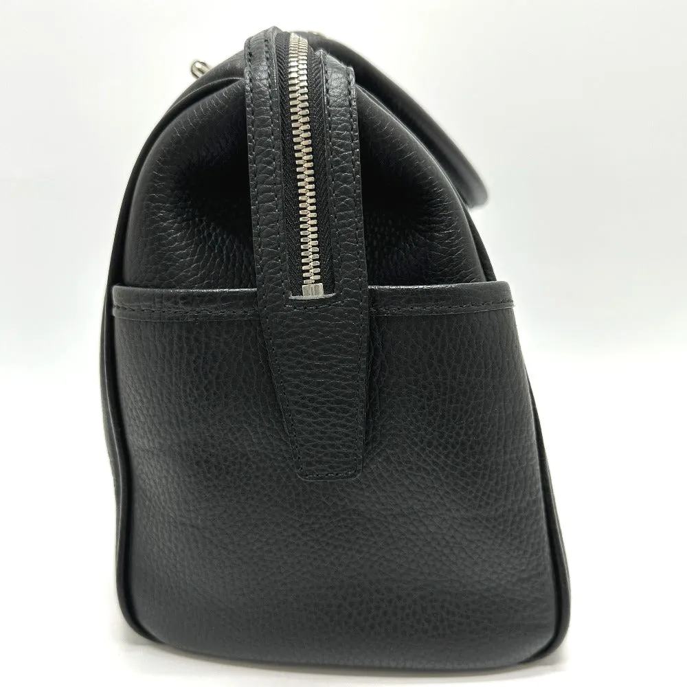 BURBERRY Boston Duffel bag leather black Shoulder bag/logo Handbag unisex(Unisex) Used Authentic