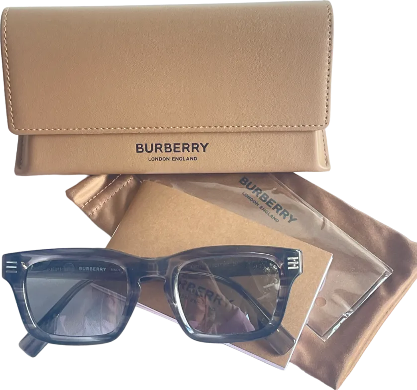 Burberry Grey Be4403 Rectangular-frame Acetate Sunglasses In Case & Box