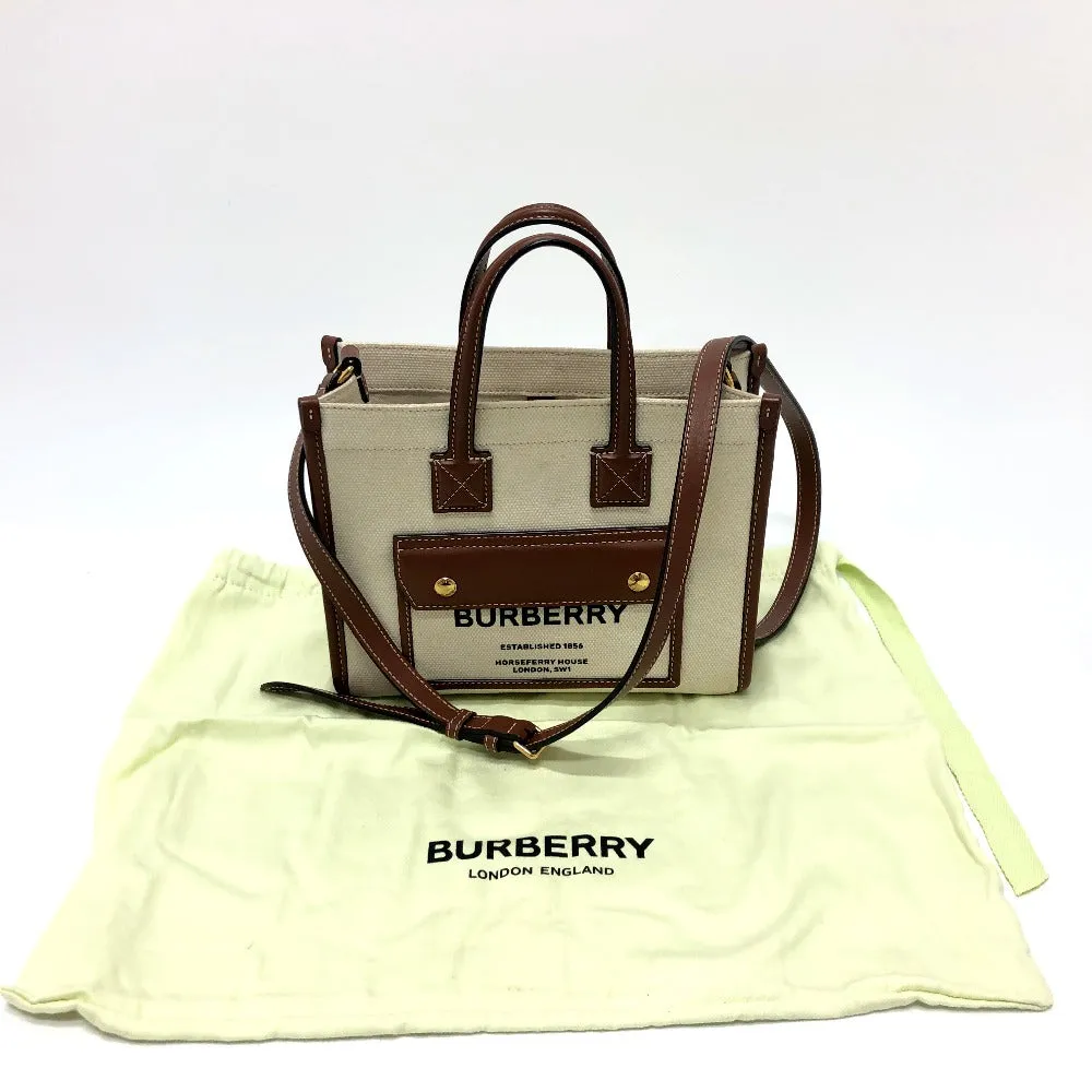 BURBERRY Handbag 80441431  Canvas / leather beige logo Mini Freya Women Used Authentic