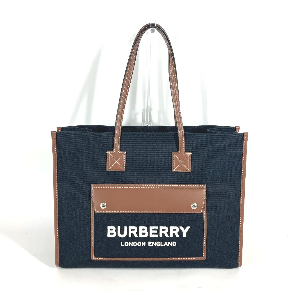 BURBERRY Shoulder Bag 8055747 Leather / canvas black logo FREYA TOTE Women Used Authentic