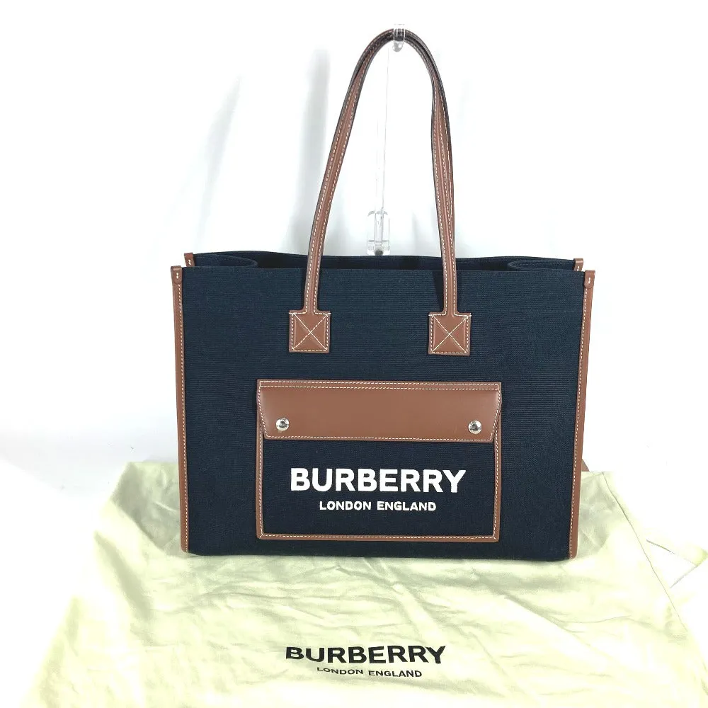 BURBERRY Shoulder Bag 8055747 Leather / canvas black logo FREYA TOTE Women Used Authentic