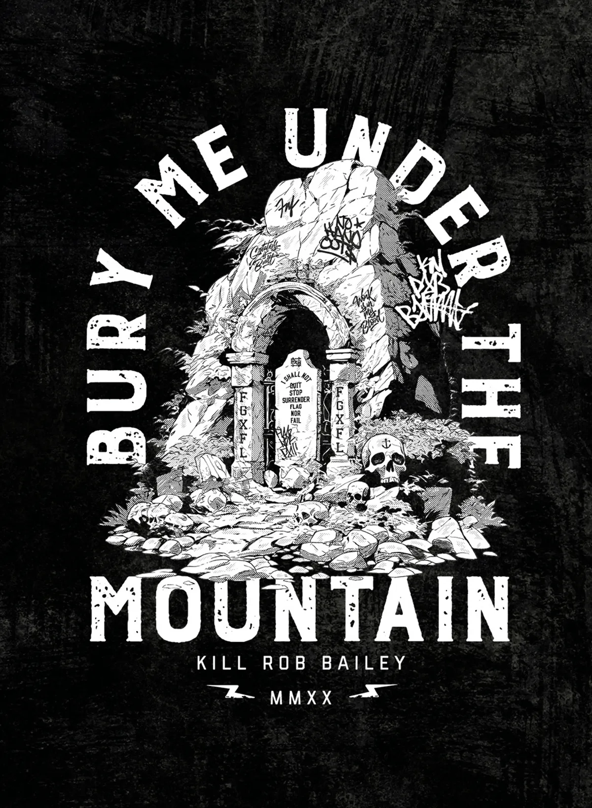 BURY ME UNDER THE MOUNTAIN METAL TEE- BLACK