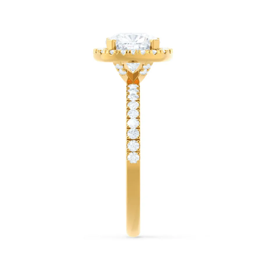 CASEADA - Cushion Moissanite & Diamond 18k Yellow Gold Halo Ring