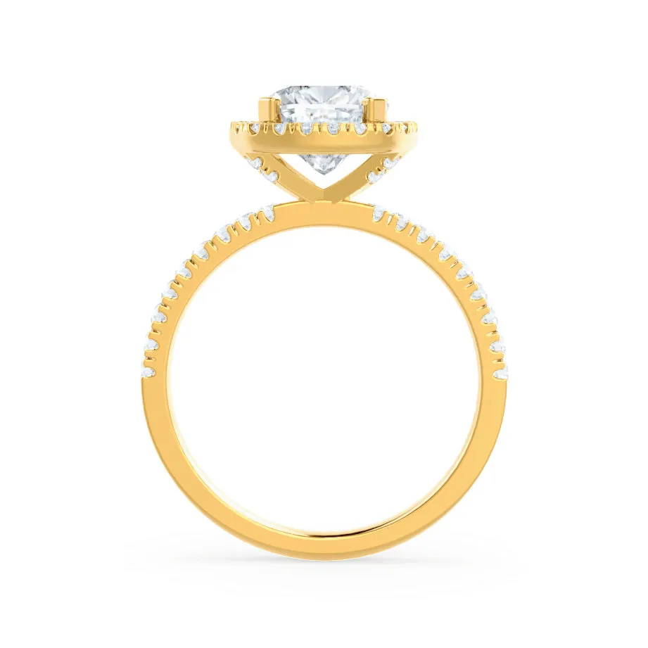 CASEADA - Cushion Moissanite & Diamond 18k Yellow Gold Halo Ring