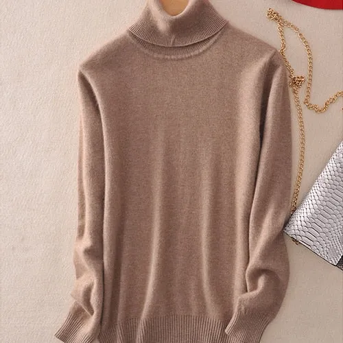 Cashmere Sweater Women Turtleneck Women's Plus Size Knitted