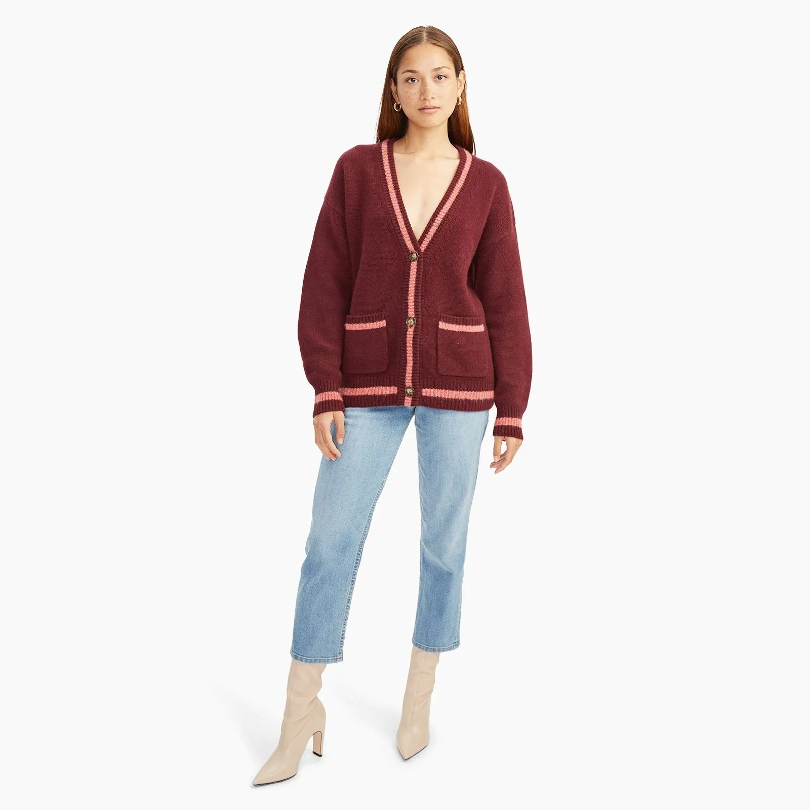 Cashmere Varsity Boyfriend Cardigan