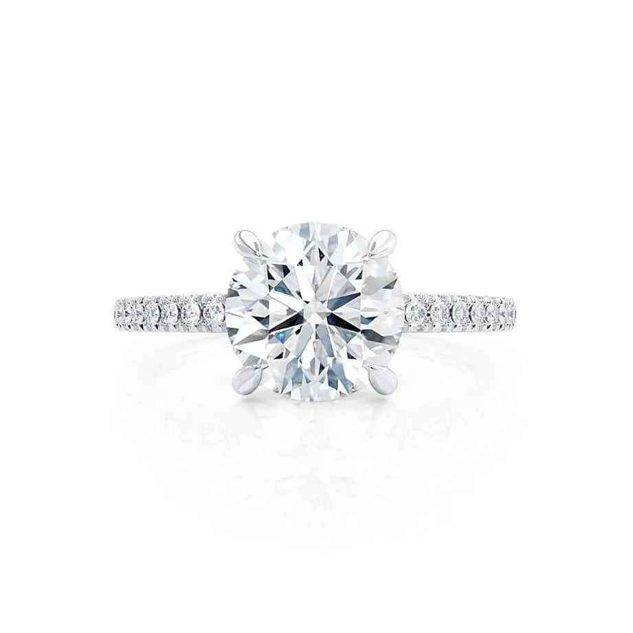 CATALINA - Round Lab Diamond Platinum Shoulder Set Ring