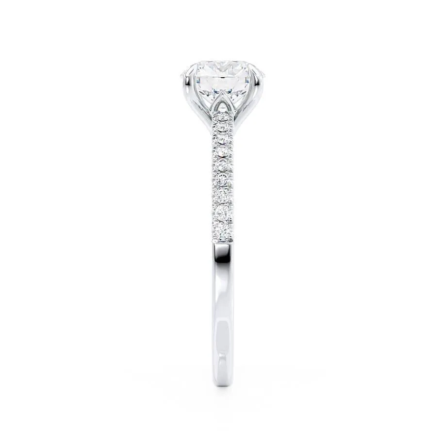 CATALINA - Round Lab Diamond Platinum Shoulder Set Ring