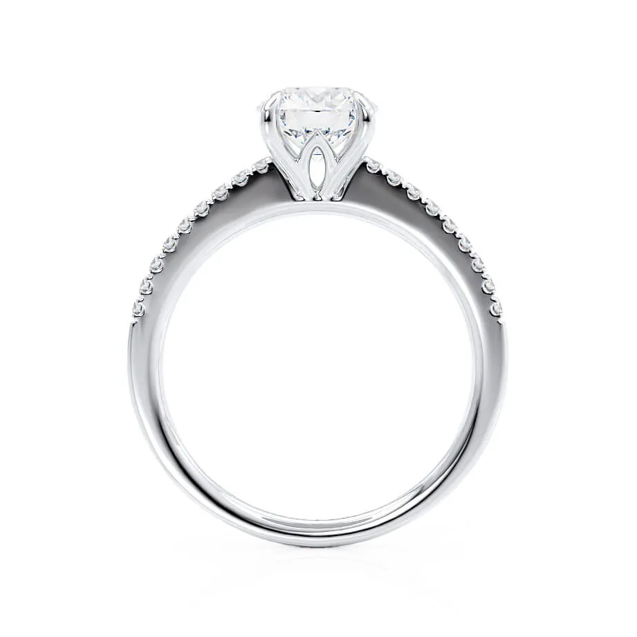 CATALINA - Round Lab Diamond Platinum Shoulder Set Ring