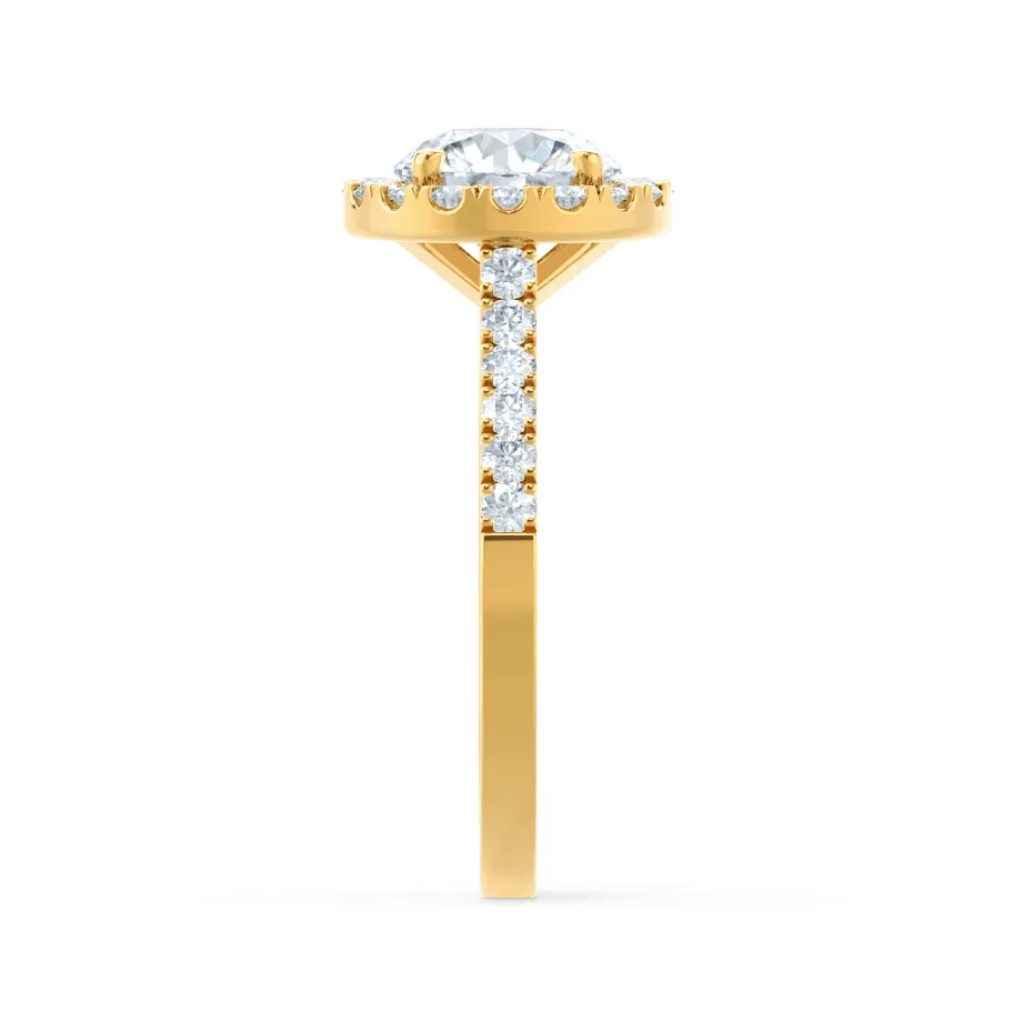 CECILY - Round Moissanite & Diamond 18k Yellow Gold Halo