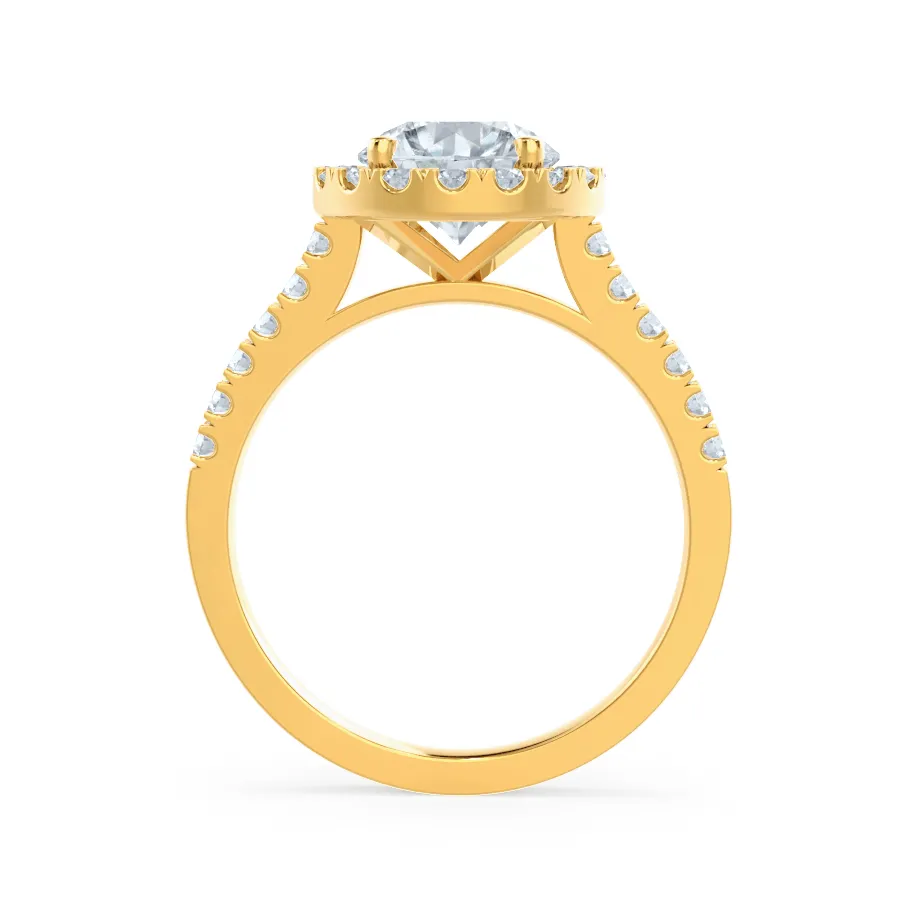 CECILY - Round Moissanite & Diamond 18k Yellow Gold Halo