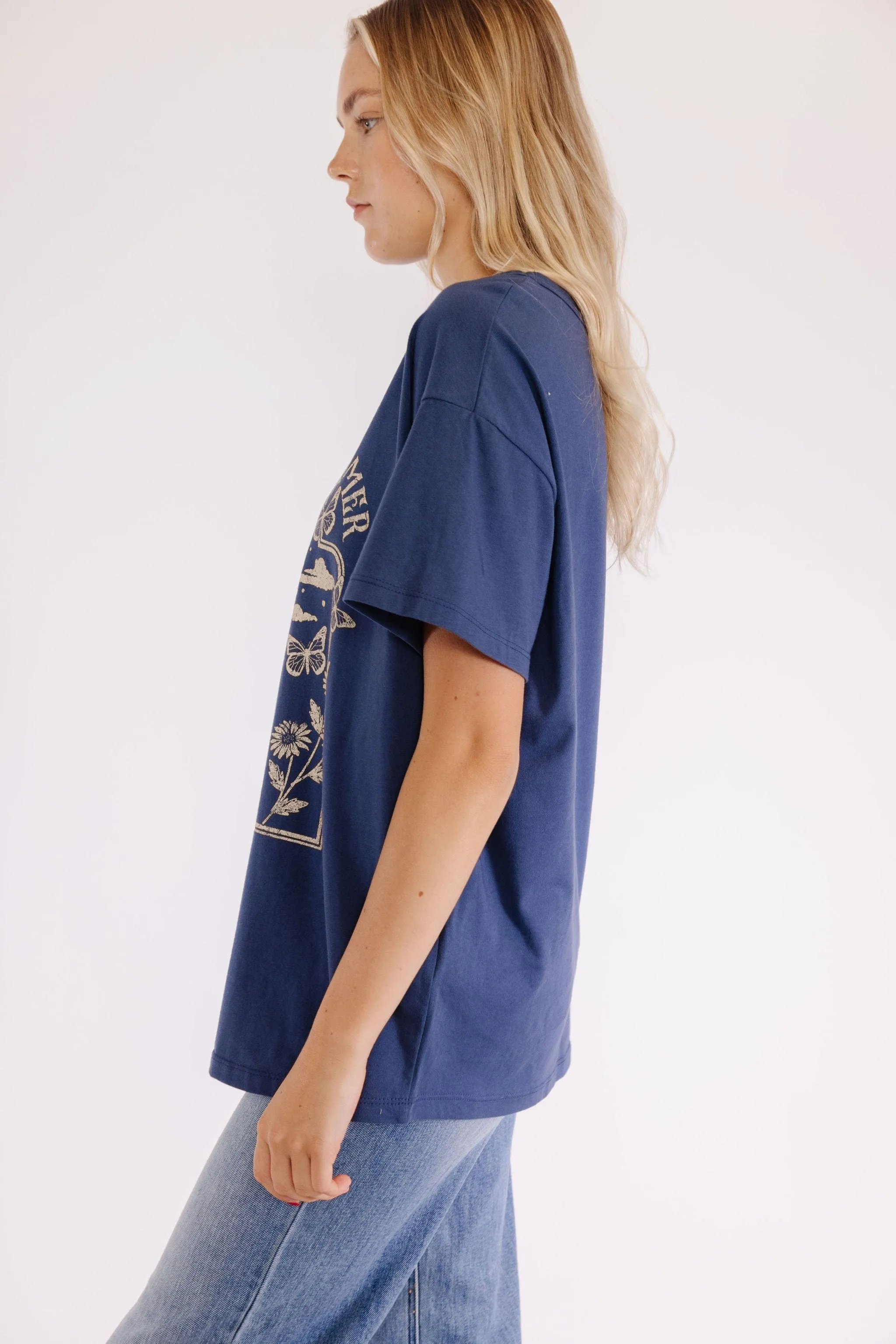 Celestial Dreamer Graphic Tee in Indigo