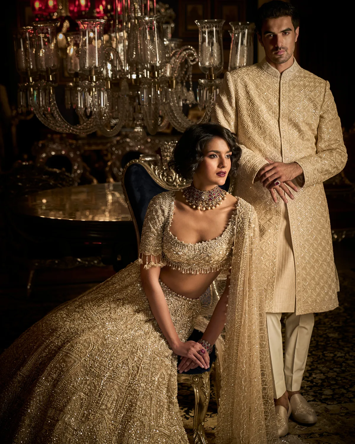 Champagne Pearl Lehenga Set