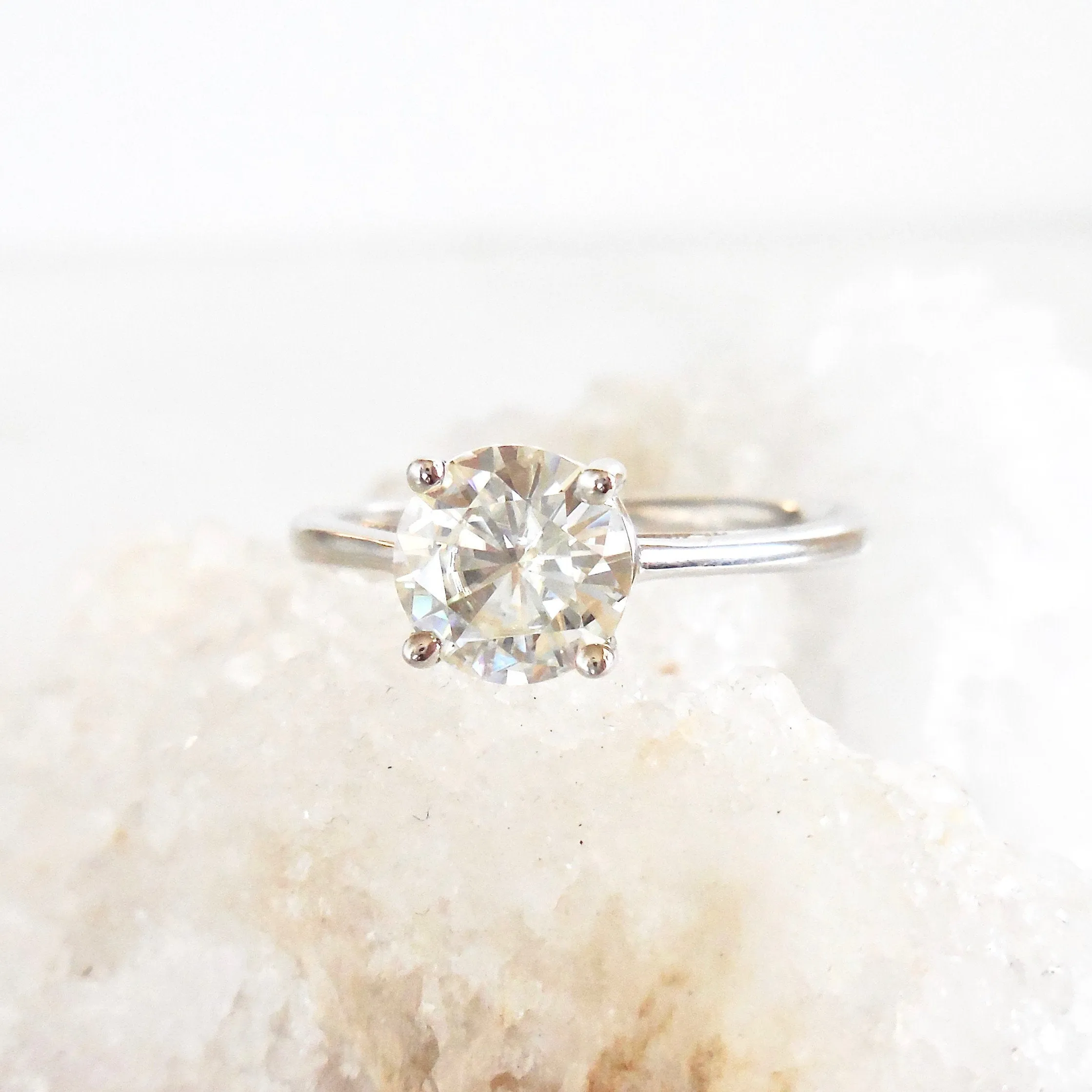 Charles & Colvard Moissanite Engagement Ring - Alternative Diamond Engagement Ring Women