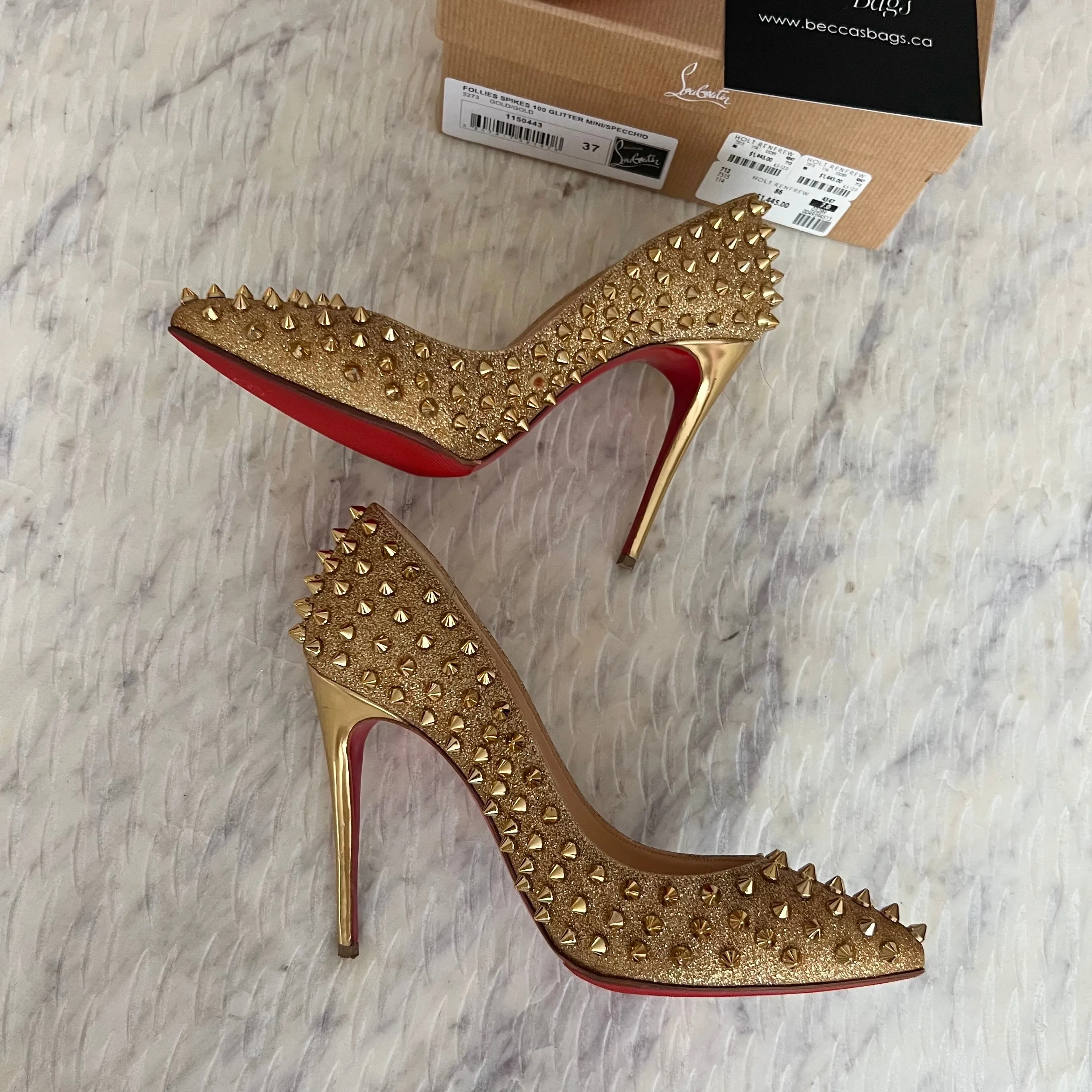 Christian Louboutin Follies Spikes 100 Heels