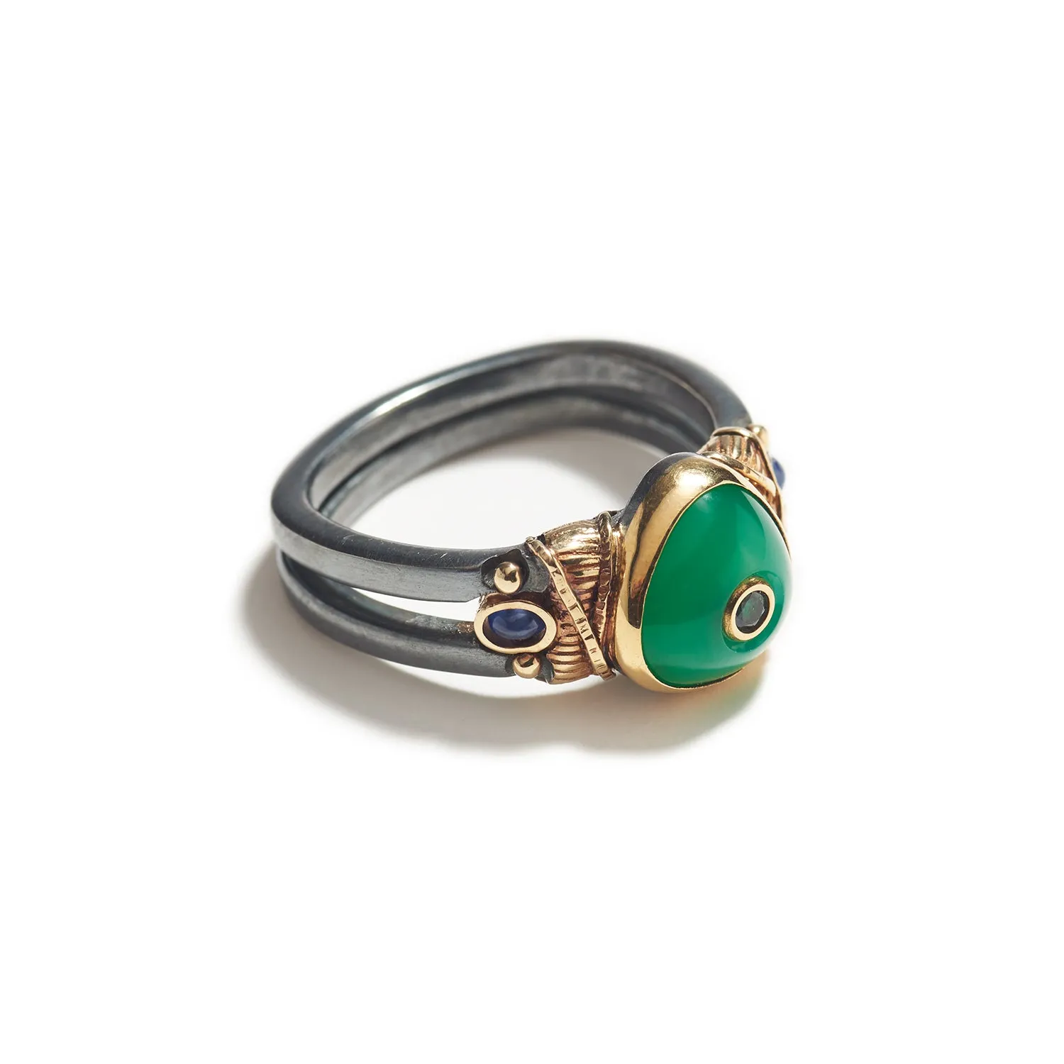 Chrysoprase & Sapphire Ring