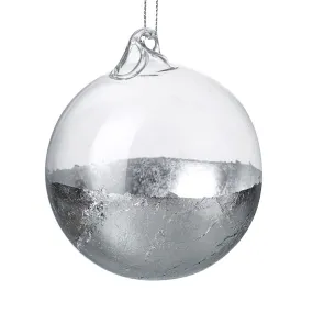 Clear Glass Bauble with Silver Leaf