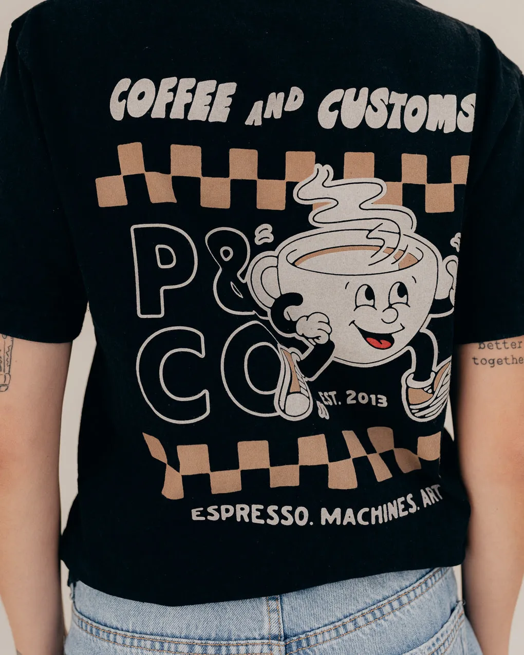 Coffee & Customs T-Shirt - Heavy Washed Black