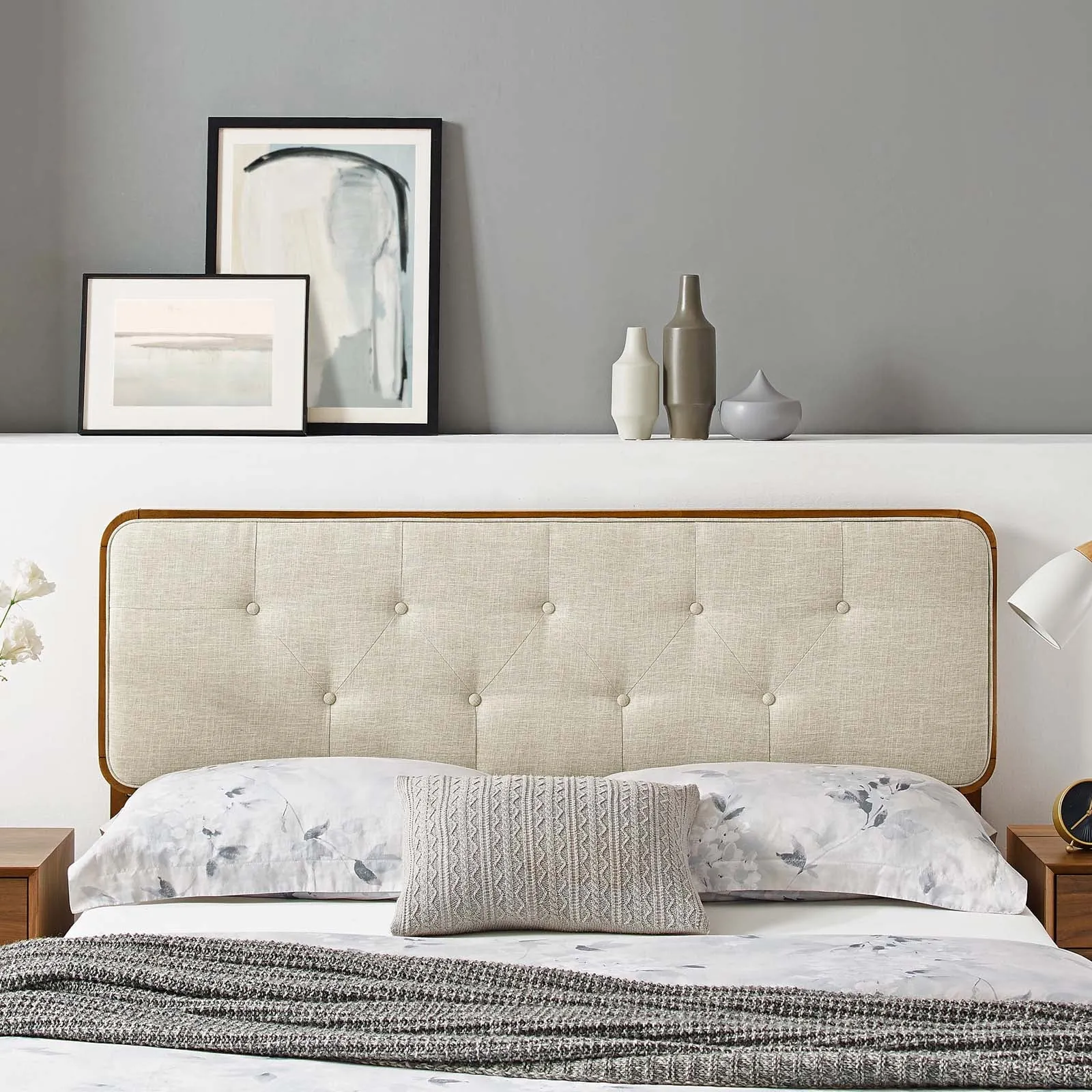 Collins Tufted Fabric and Wood Headboard