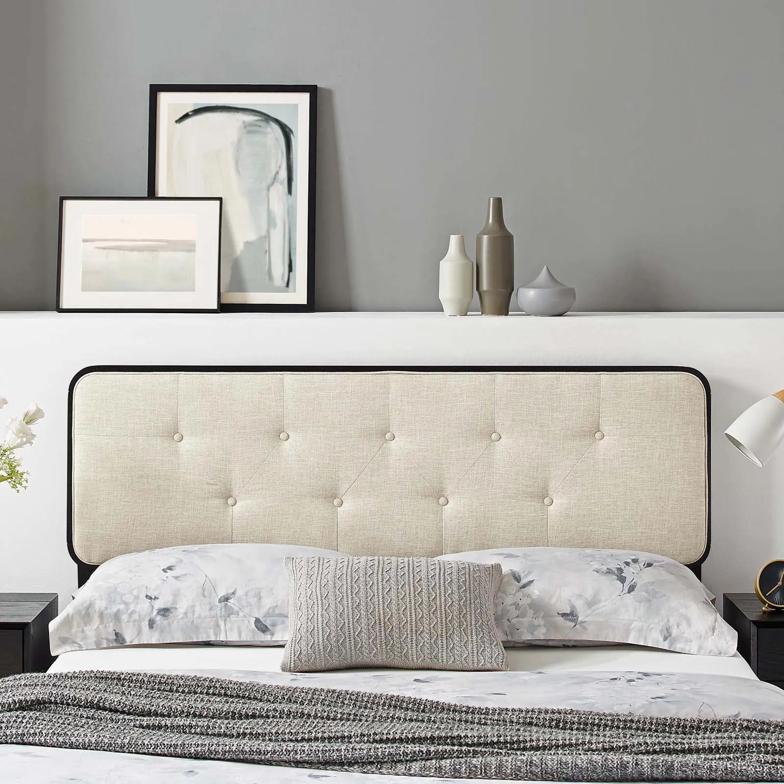 Collins Tufted Fabric and Wood Headboard