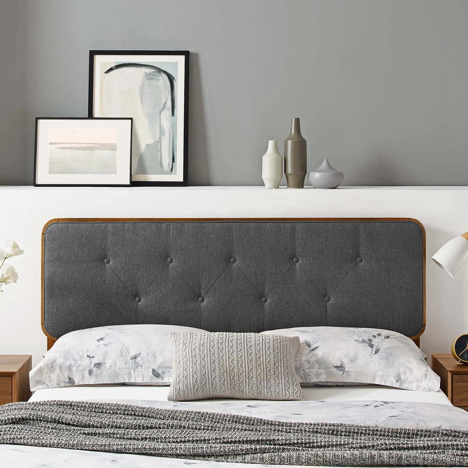 Collins Tufted Fabric and Wood Headboard