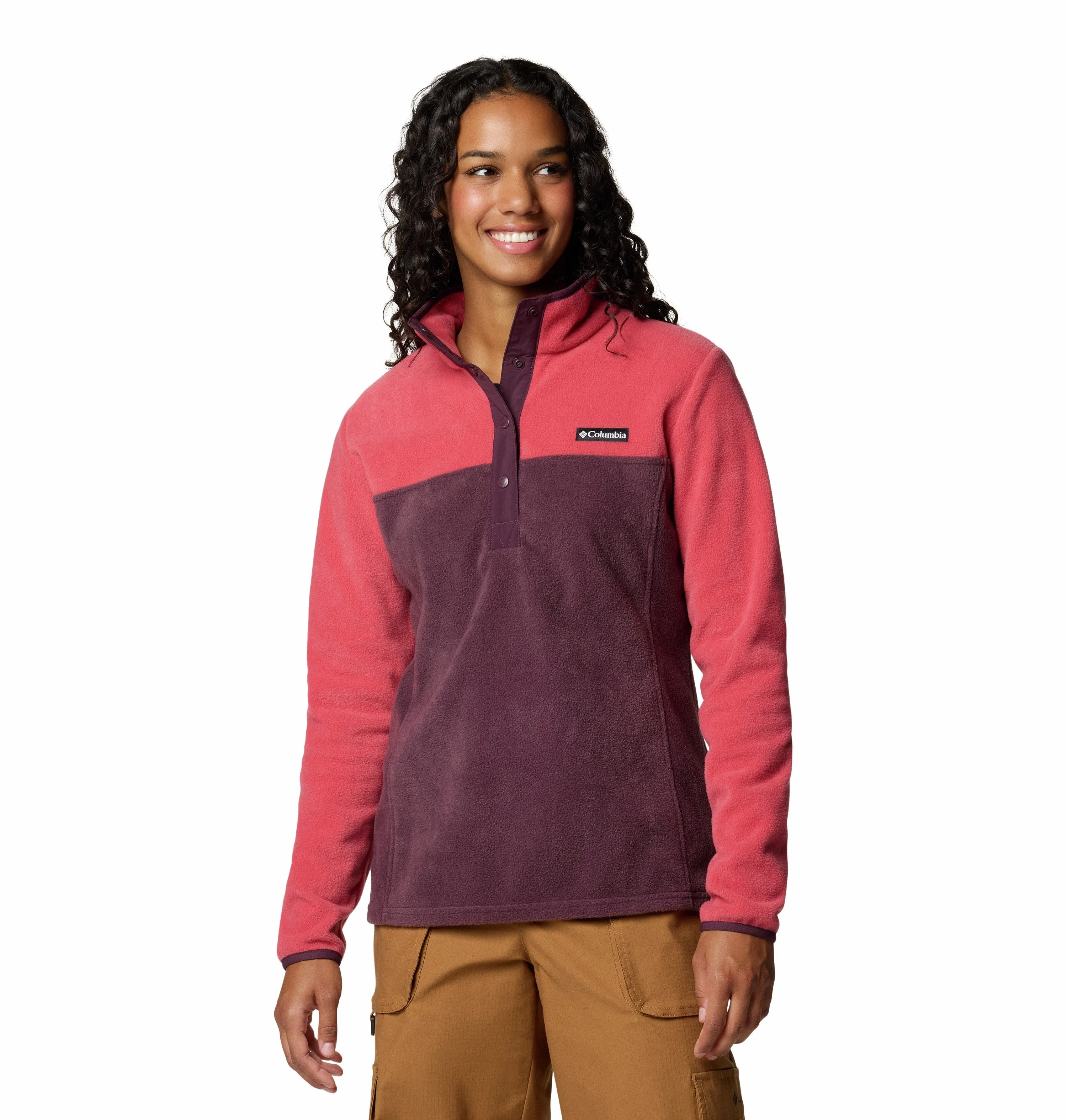 Columbia Ladies Benton Springs 1/2 Snap Pullover Fleece-RED