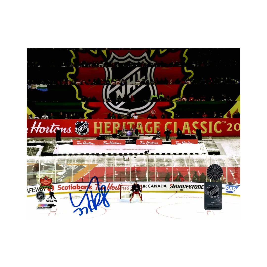 Connor Hellebuyck Winnipeg Jets Autographed Heritage Classic 8x10 Photo - Fan Cave COA