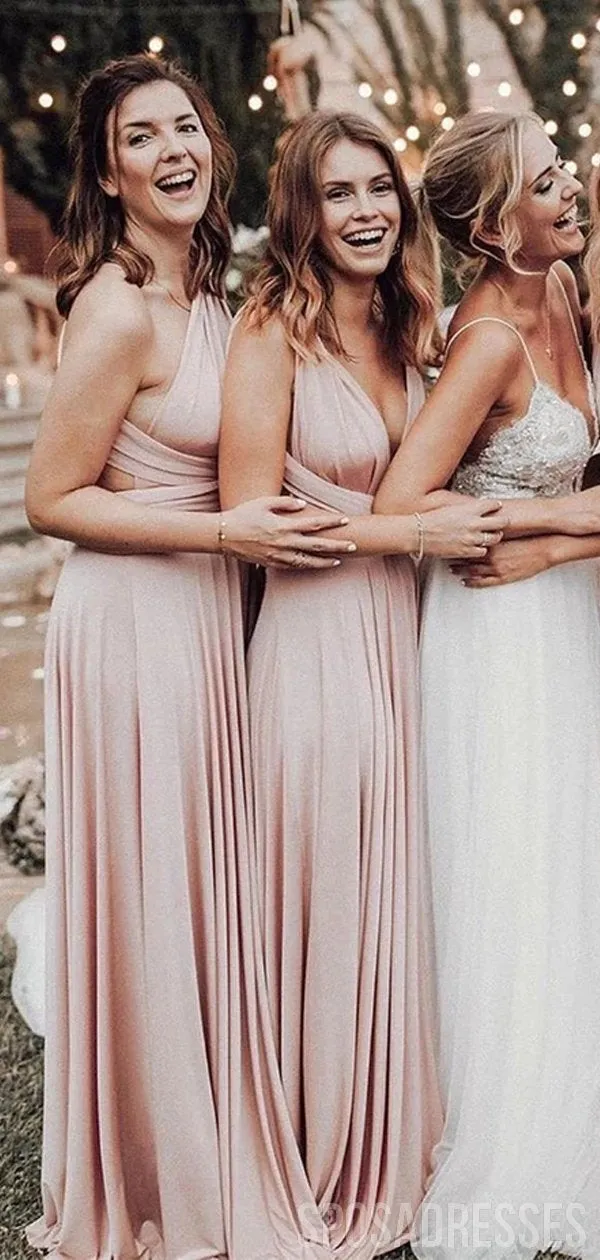 Convertible Pink Long Bridesmaid Dresses Online, Cheap Bridesmaids Dresses, WG741