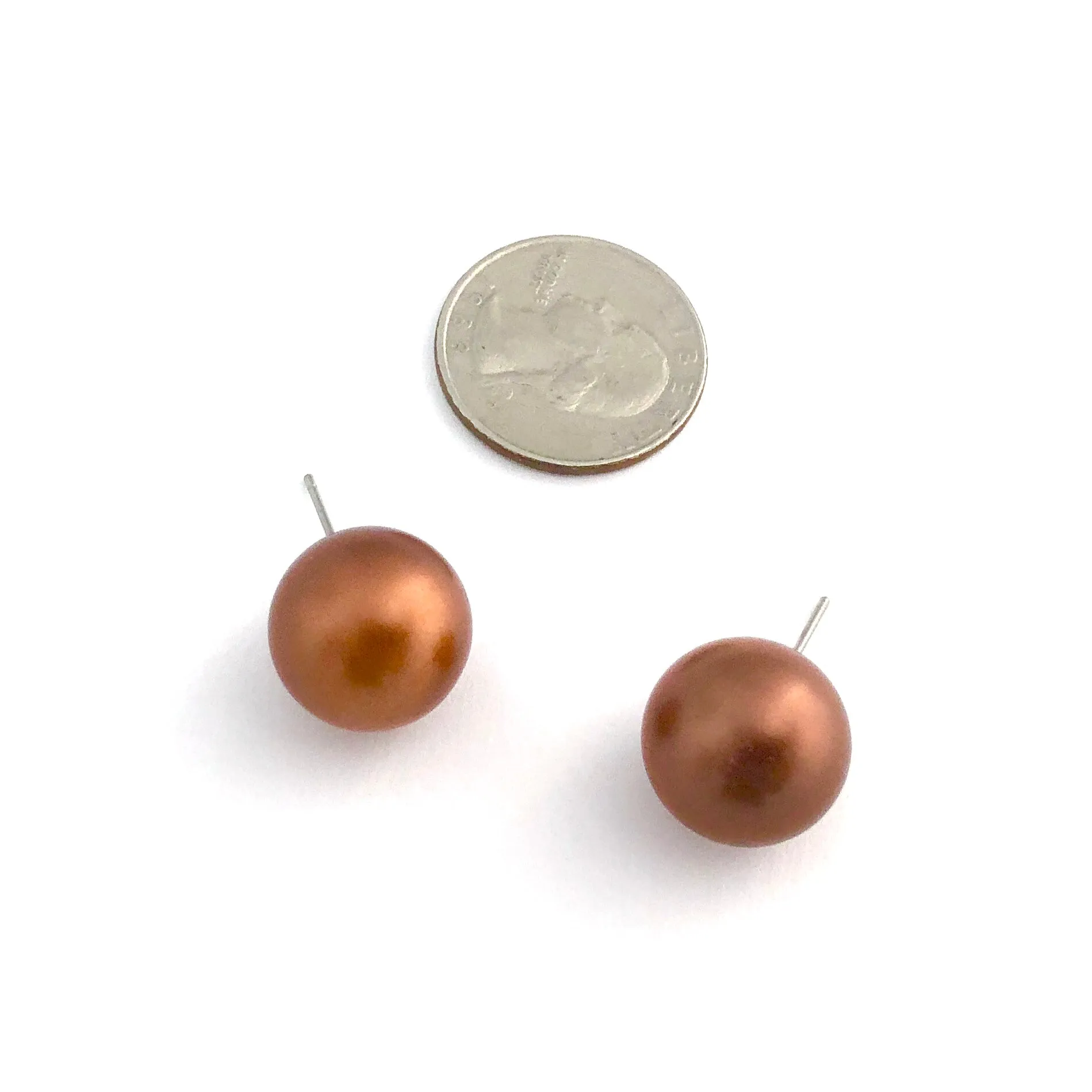 Copper Metallic Jumbo Ball Stud Earrings