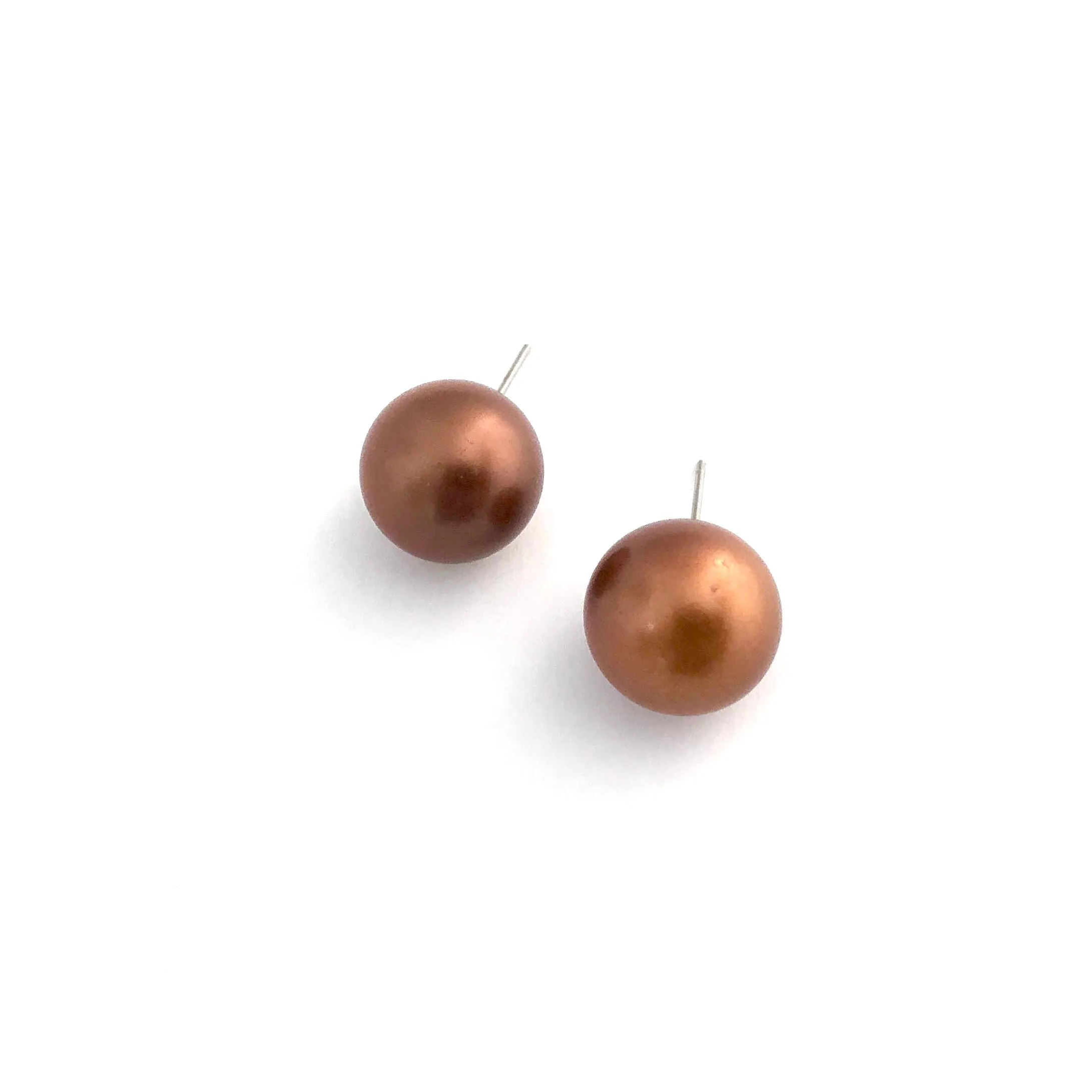 Copper Metallic Jumbo Ball Stud Earrings