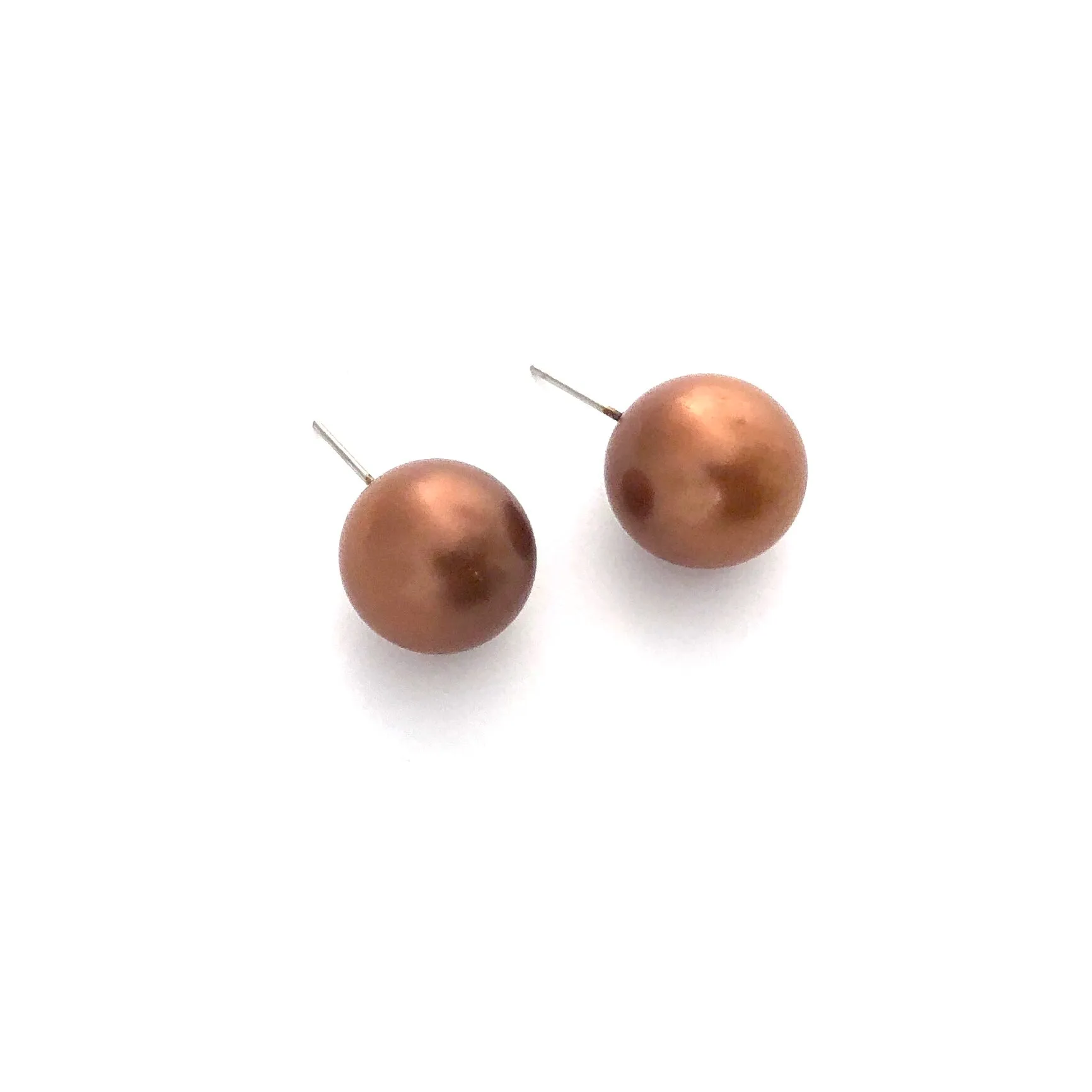 Copper Metallic Jumbo Ball Stud Earrings