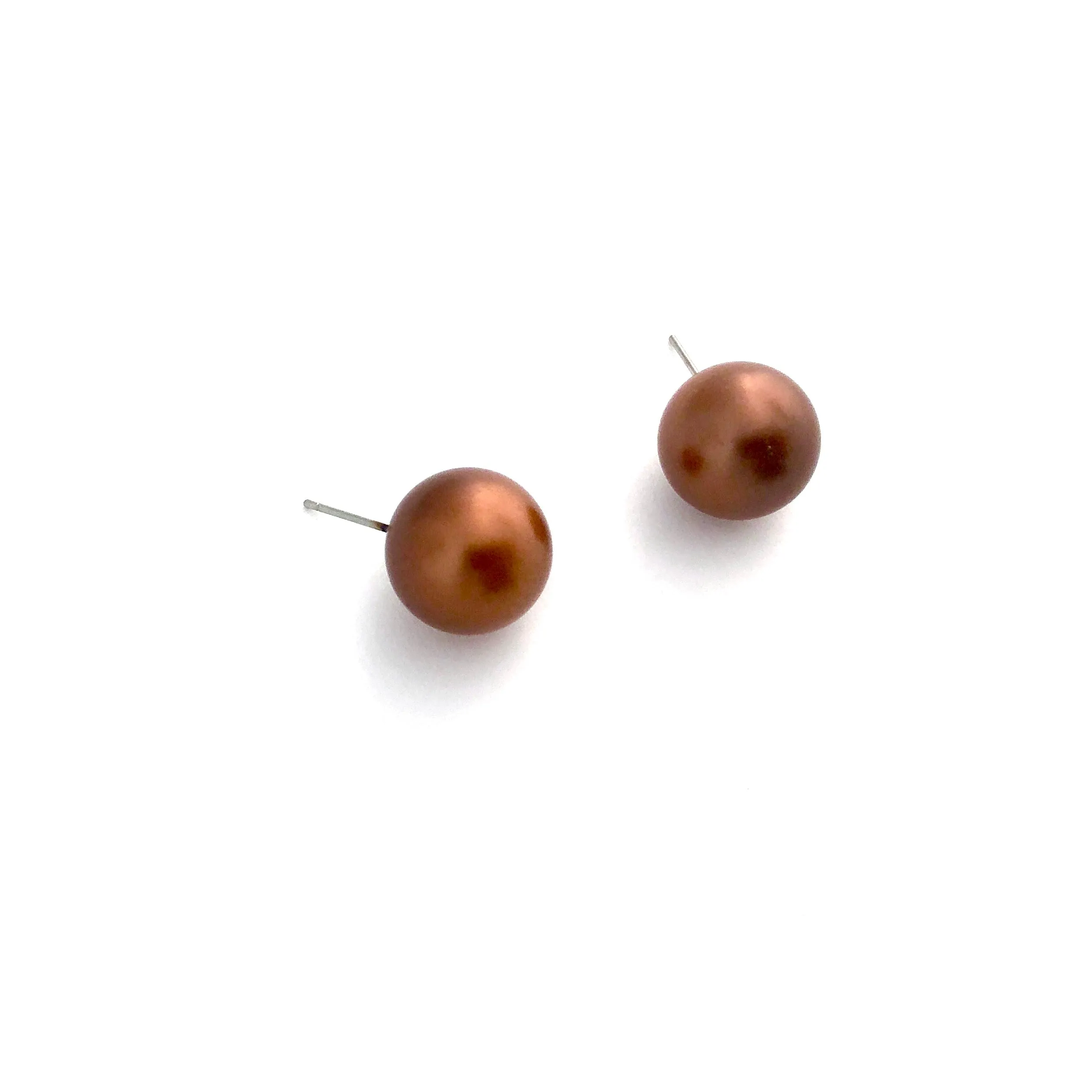 Copper Metallic Jumbo Ball Stud Earrings