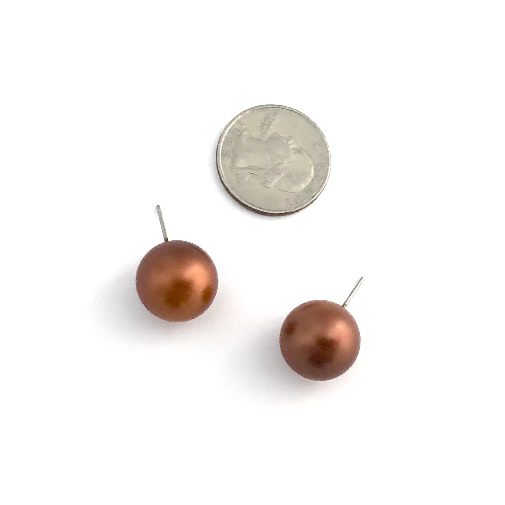 Copper Metallic Jumbo Ball Stud Earrings