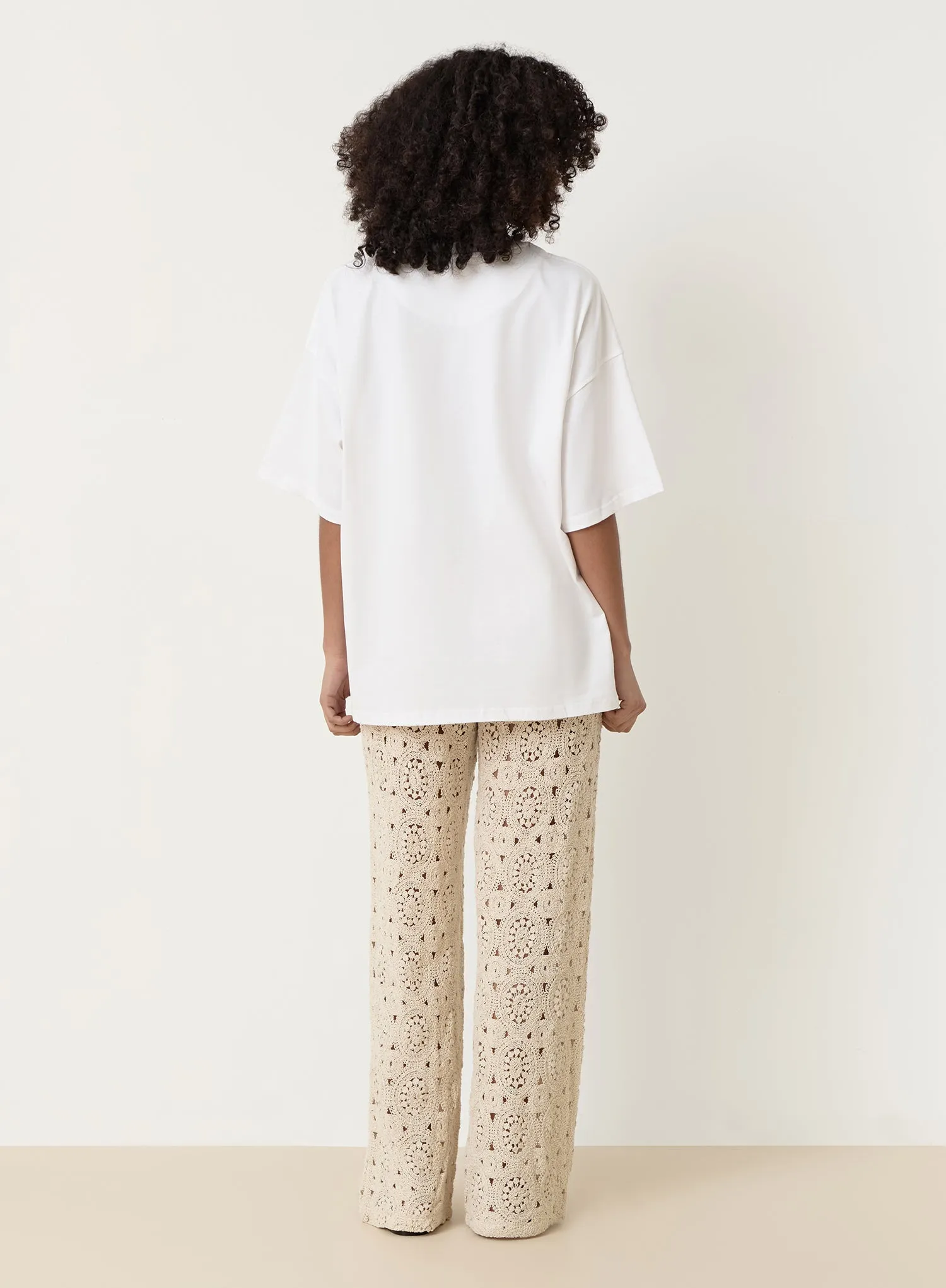 Cream Crochet Panel T-Shirt- Soleil