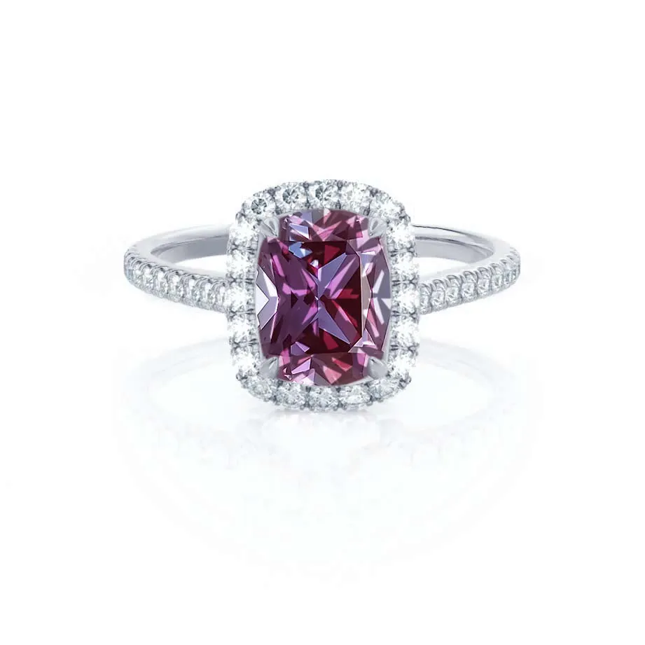 DARLEY - Chatham® Alexandrite Elongated Cushion Micro Pavé 950 Platinum Halo