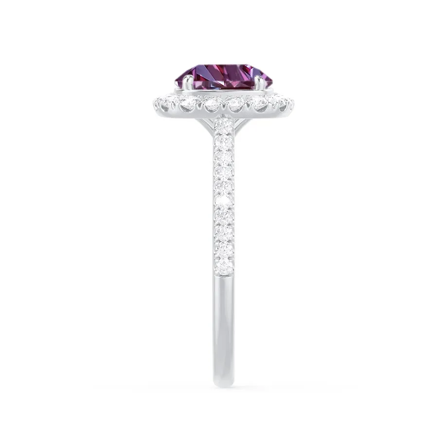 DARLEY - Chatham® Alexandrite Elongated Cushion Micro Pavé 950 Platinum Halo