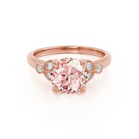 DELILAH - Chatham® Round Champagne Sapphire 18k Rose Gold Shoulder Set Ring