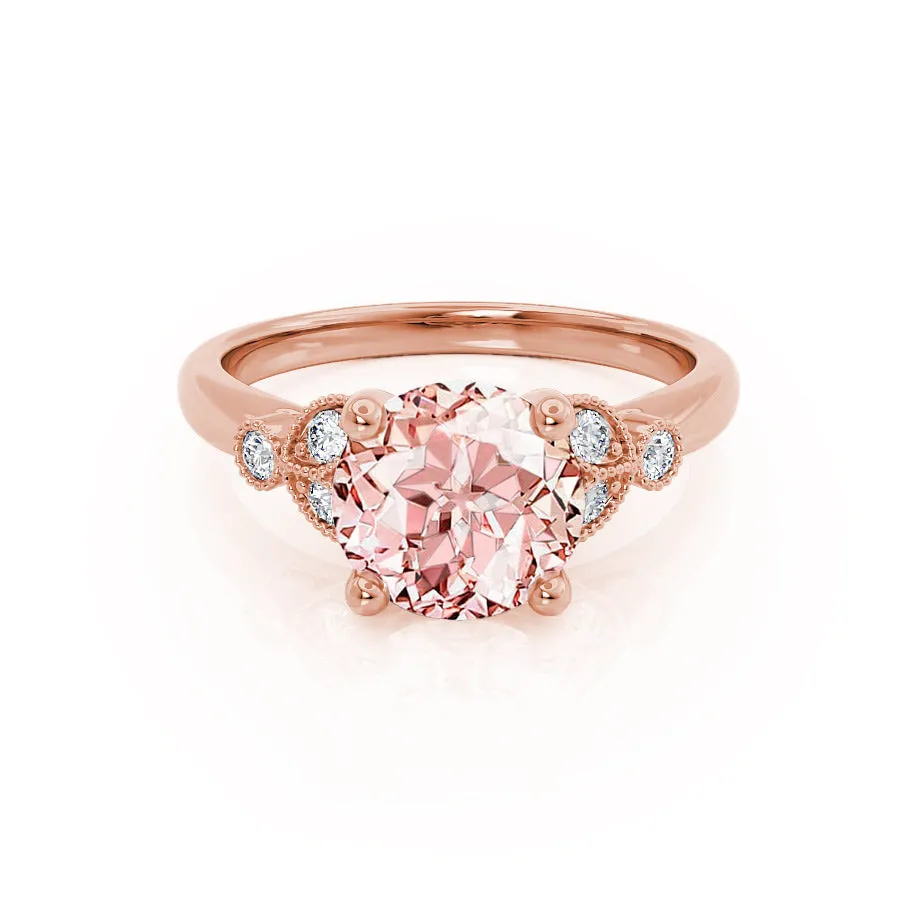 DELILAH - Chatham® Round Champagne Sapphire 18k Rose Gold Shoulder Set Ring