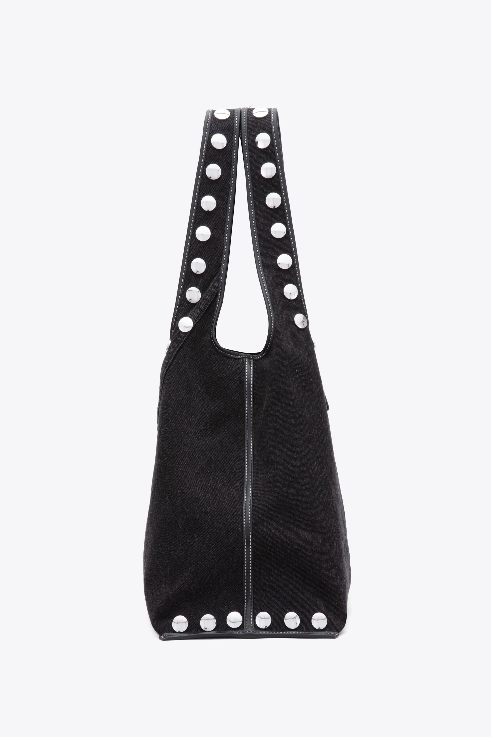 Denim Market Tote with Studs