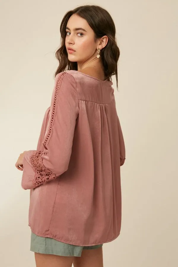 Desert Springs Satin Lace Top Rose